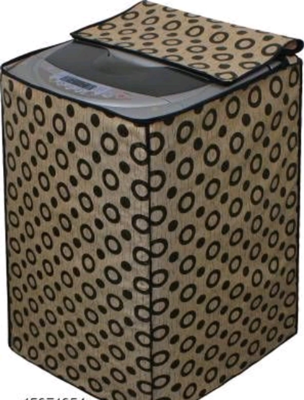 DREAM CURE Portable Washing Machine Brown Color Printed   PVC Cover,Top Load Waher Dryer Cover Water Proof ,  Full Automatic /Wheel Washing Machine Cover For 6 Kg Cover -  Grey/Black